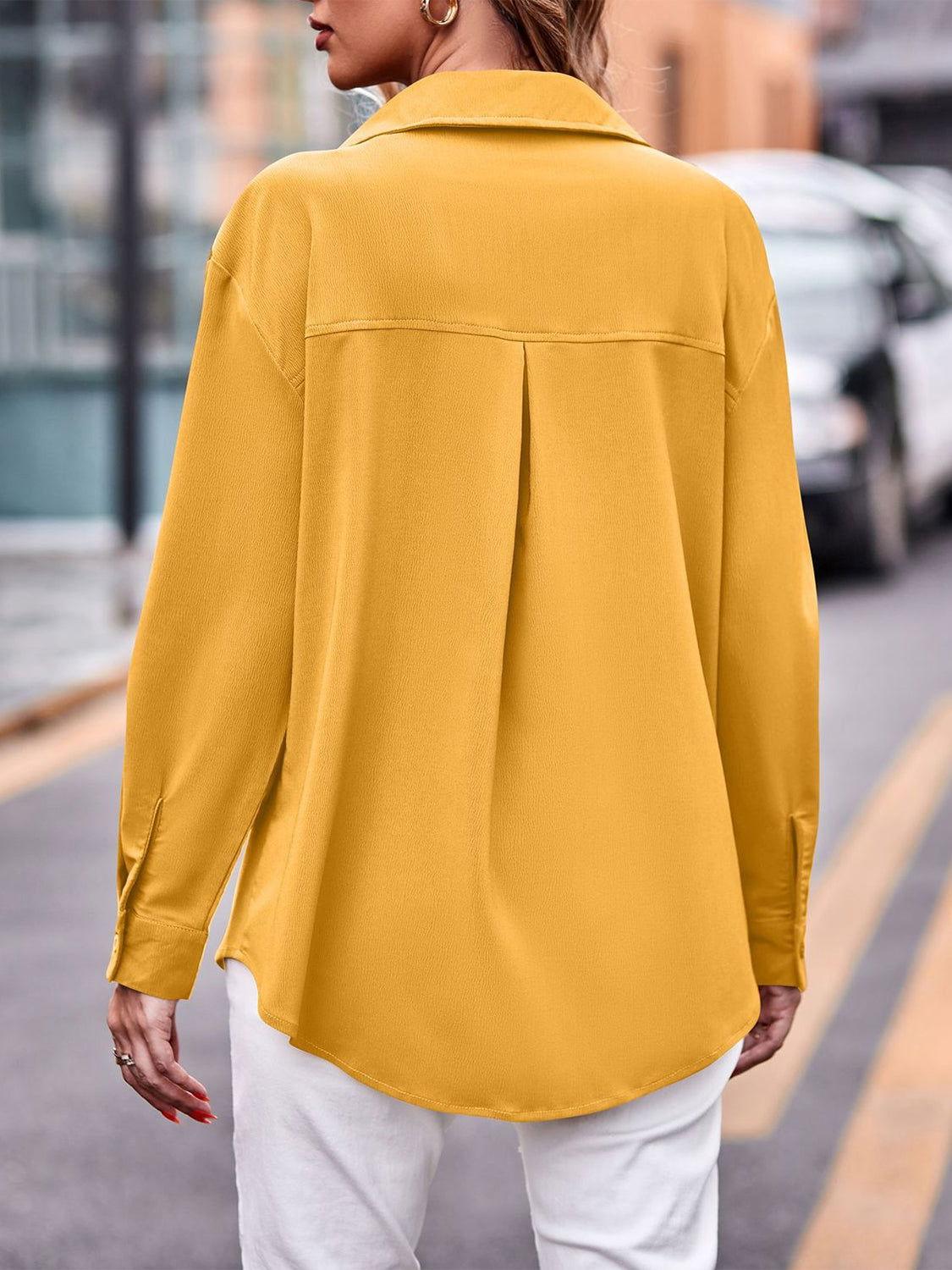Pocketed Button Up Dropped Shoulder Shacket - Clothes For Her Online Store