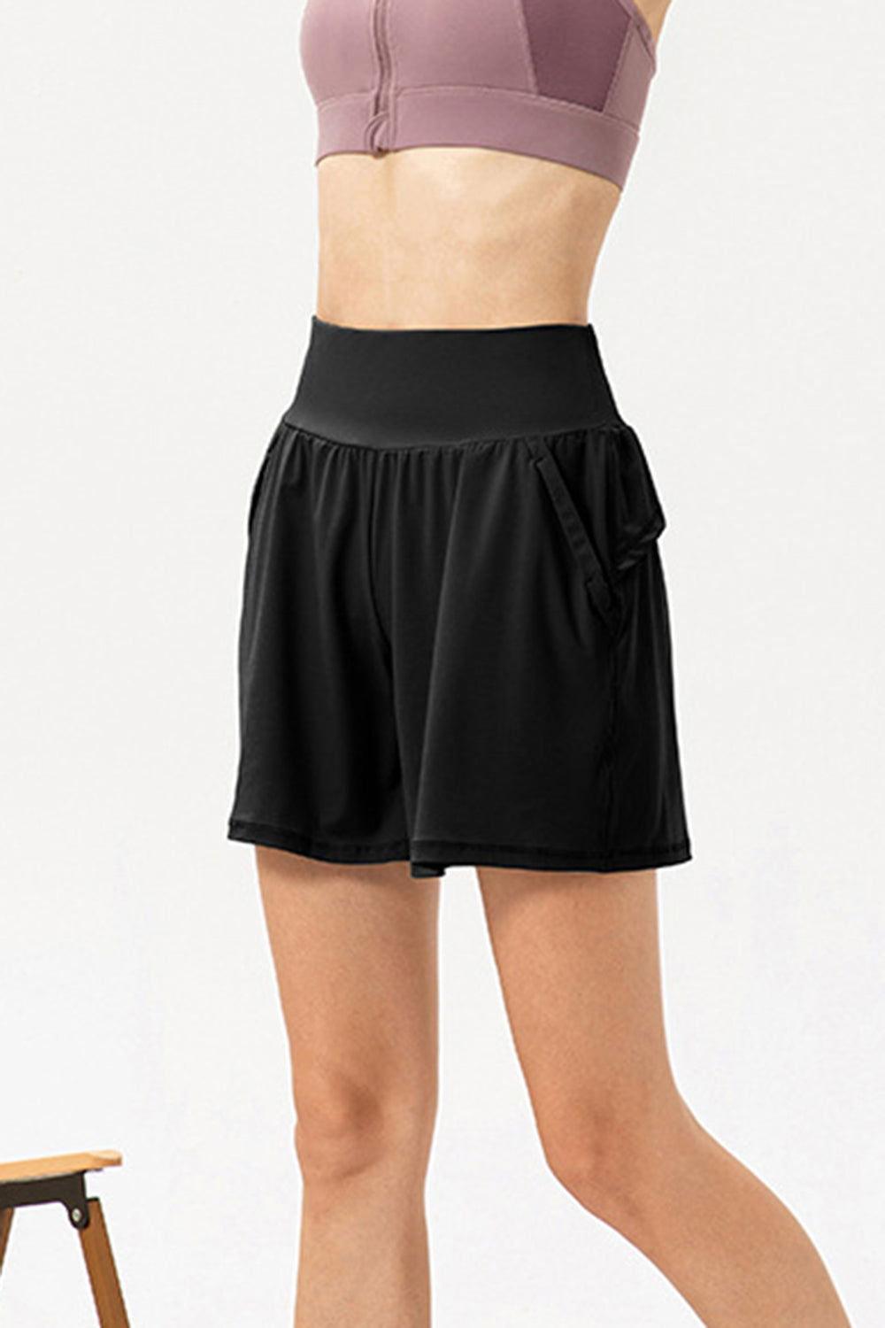 Pocketed Elastic Waist Active Shorts - Clothes For Her Online Store