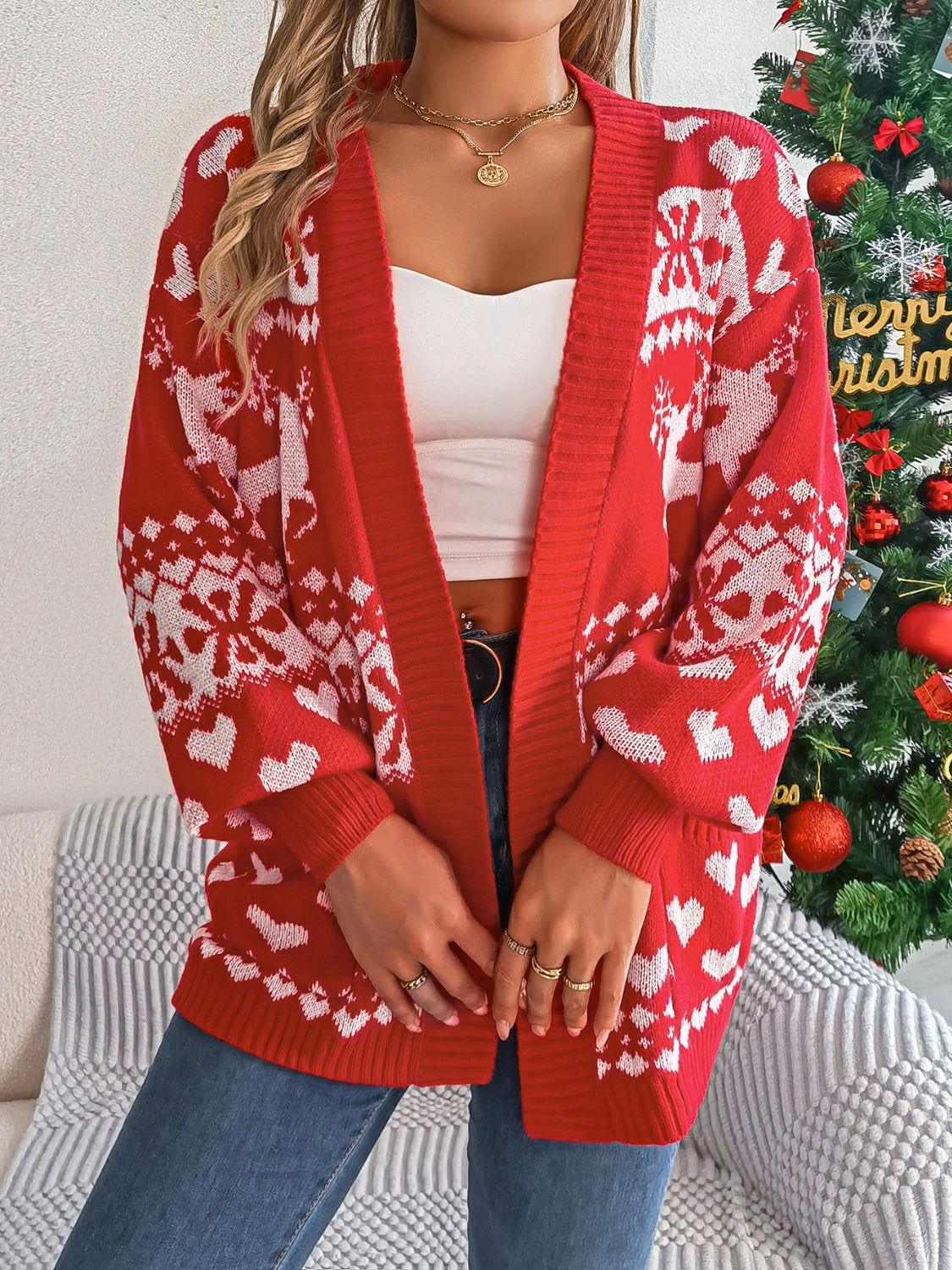 Pocketed Open Front Long Sleeve Cardigan - Clothes For Her Online Store