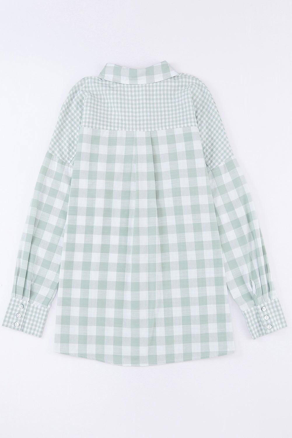 Pocketed Plaid Collared Neck Long Sleeve Shirt - Clothes For Her Online Store