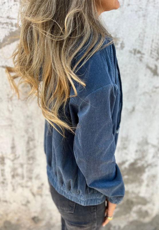 Pocketed Zip Up Long Sleeve Hooded Jacket - Clothes For Her Online Store