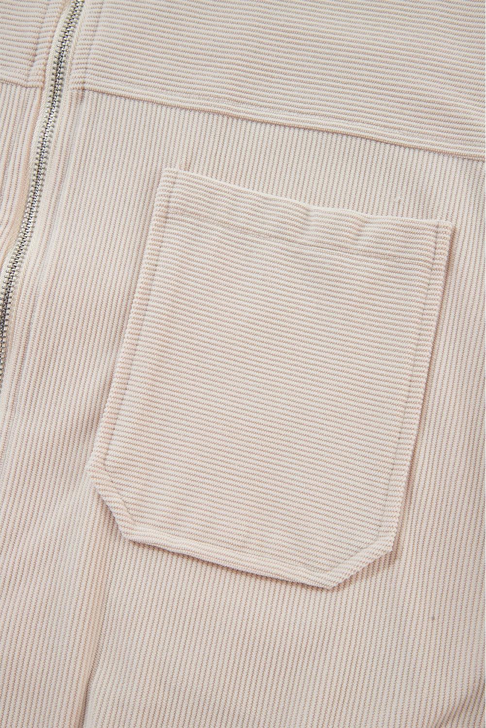 Pocketed Zip Up Long Sleeve Hooded Jacket - Clothes For Her Online Store