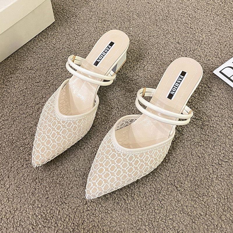 Point Toe Block Heel Sandals - Clothes For Her Online Store