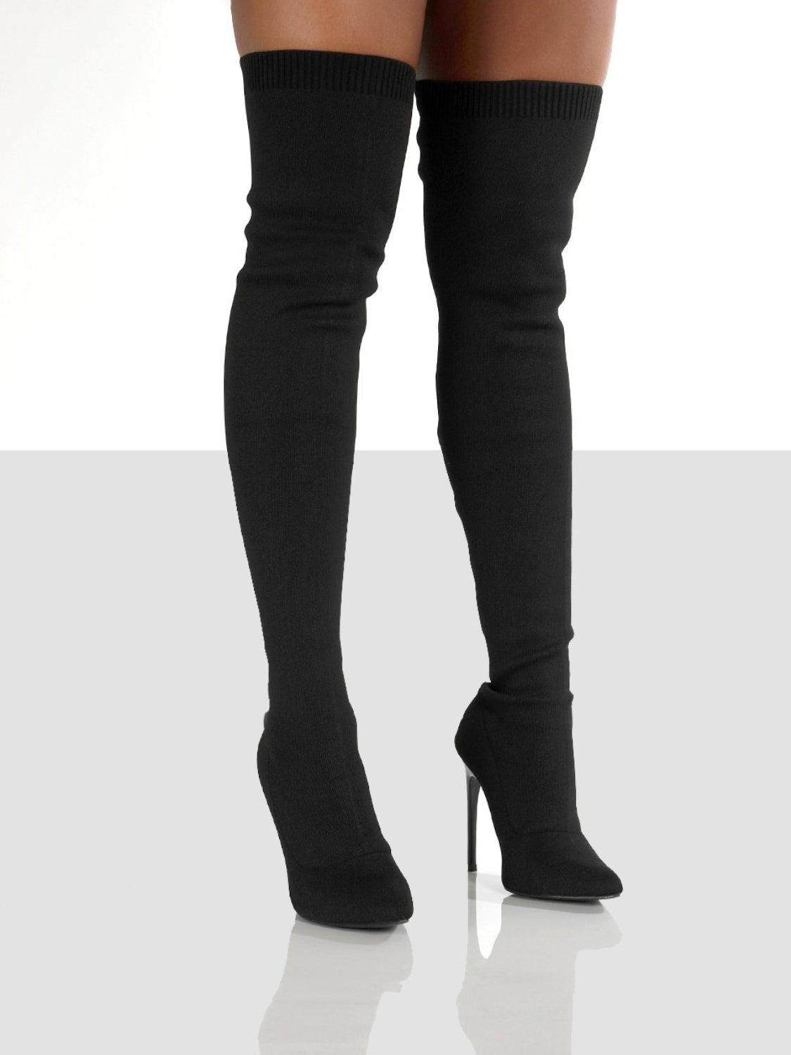 Point Toe Over Knee Stiletto Boots - Clothes For Her Online Store
