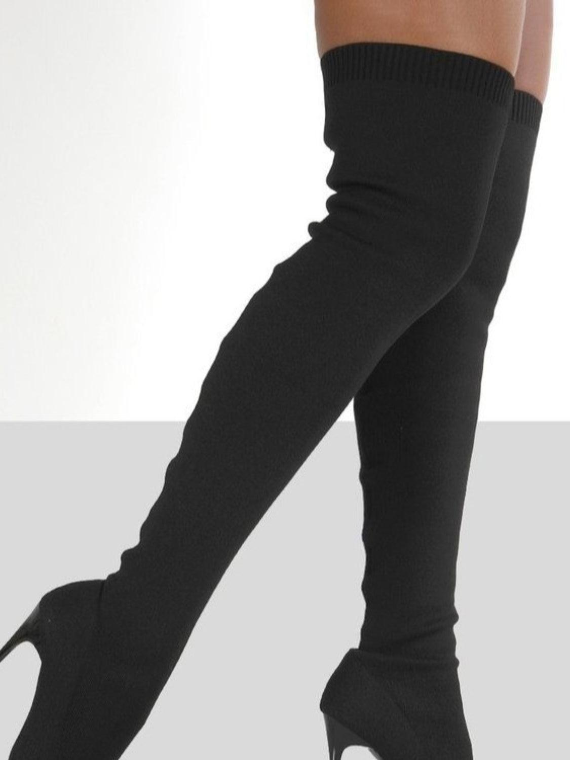 Point Toe Over Knee Stiletto Boots - Clothes For Her Online Store