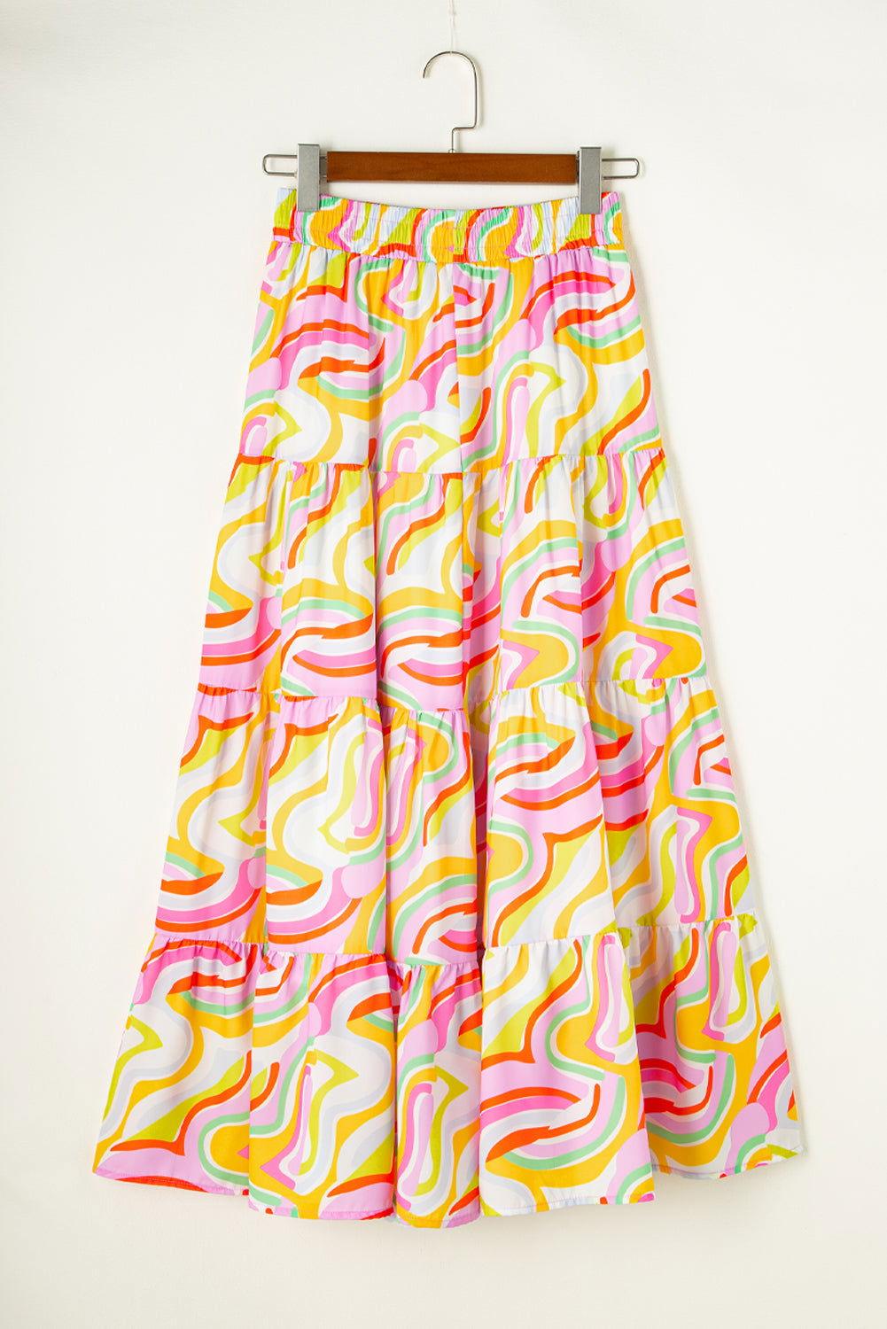 Printed Elastic Waist Skirt - Clothes For Her Online Store
