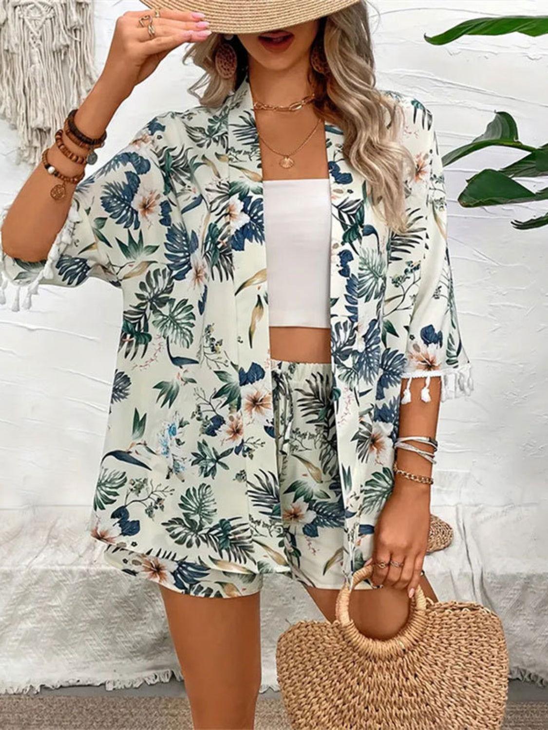 Printed Half Sleeve Top and Shorts Set - Clothes For Her Online Store