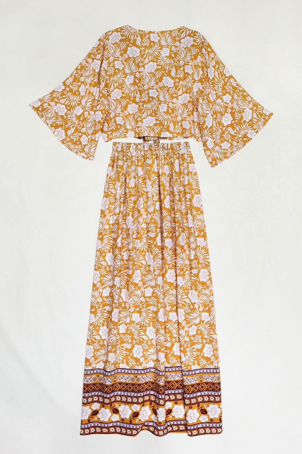 Printed Half Sleeve Top and Slit Skirt Set - Clothes For Her Online Store