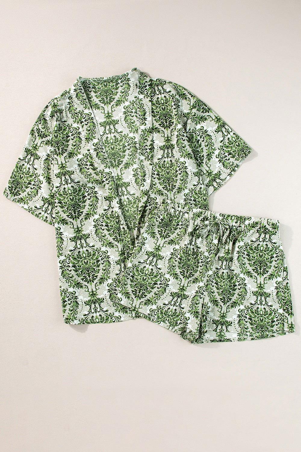 Printed Open Front Top and Shorts Set - Clothes For Her Online Store