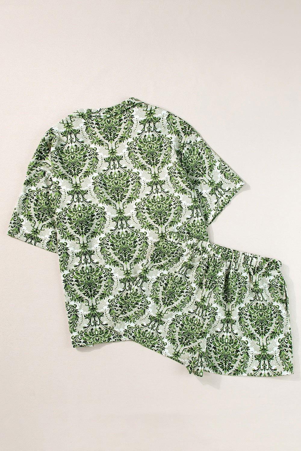 Printed Open Front Top and Shorts Set - Clothes For Her Online Store