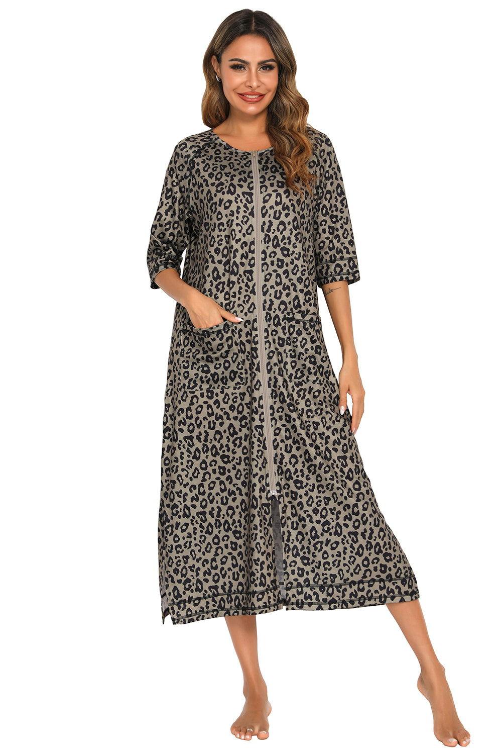 Printed Slit Night Dress with Pockets - Clothes For Her Online Store