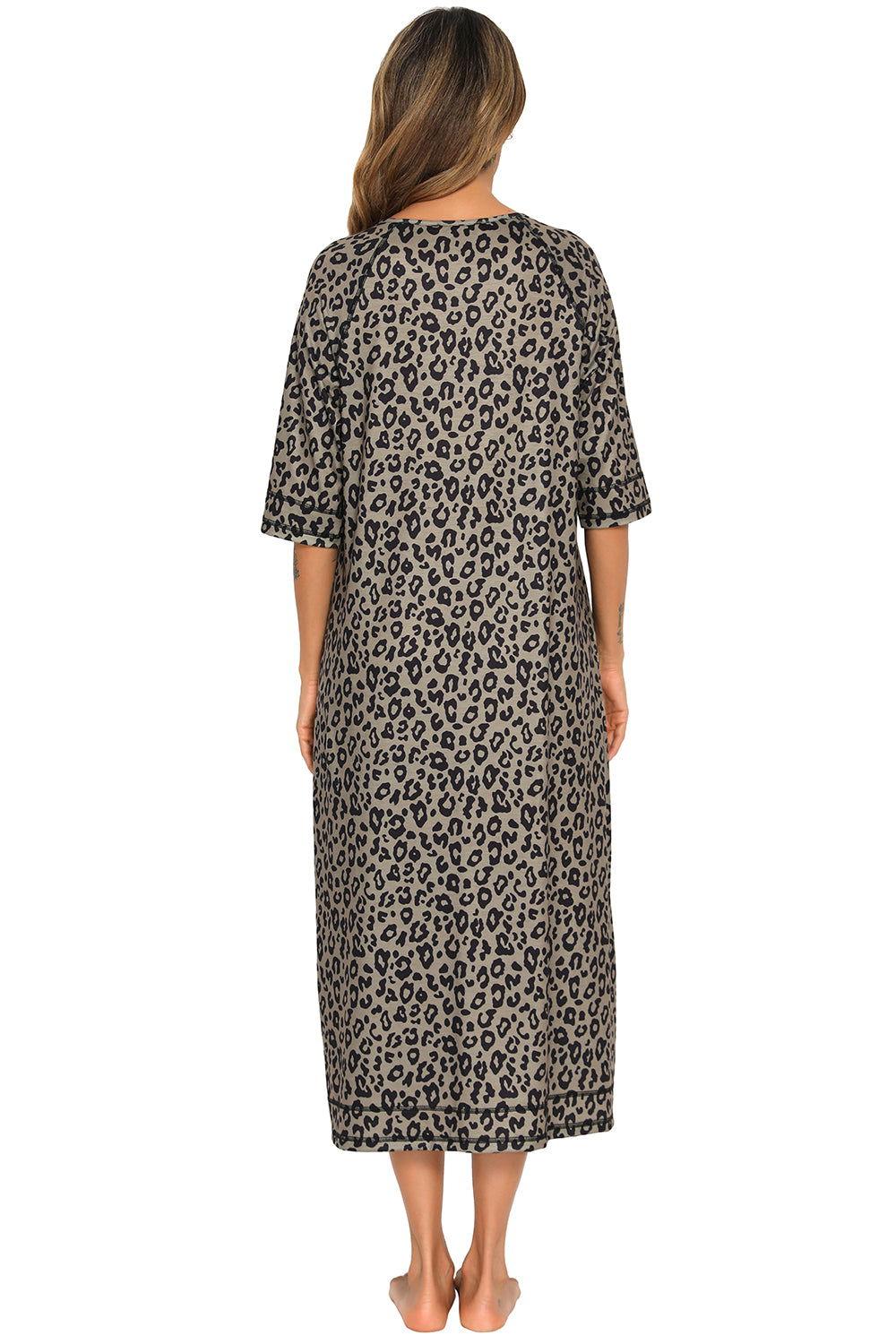 Printed Slit Night Dress with Pockets - Clothes For Her Online Store