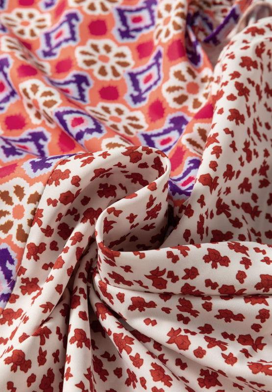 Printed Tie Neck Long Sleeve Blouse - Clothes For Her Online Store