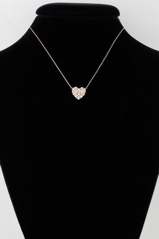 Quilted Pearl Heart Necklace - Clothes For Her Online Store