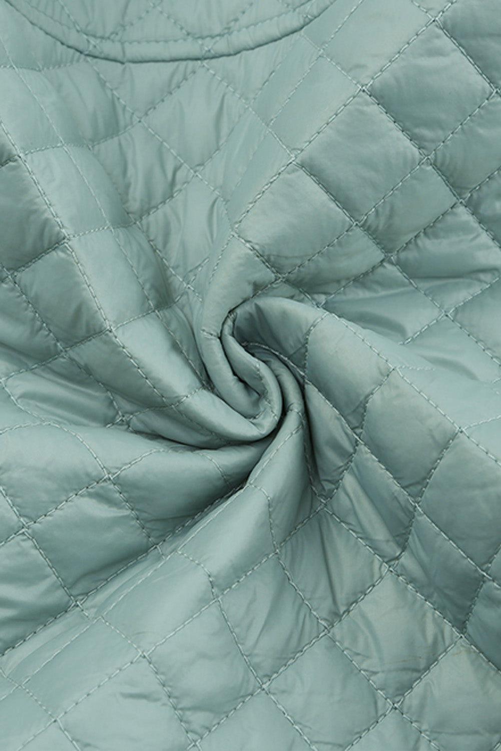 Quilted Snap and Zip Long Sleeve Cropped Jacket - Clothes For Her Online Store