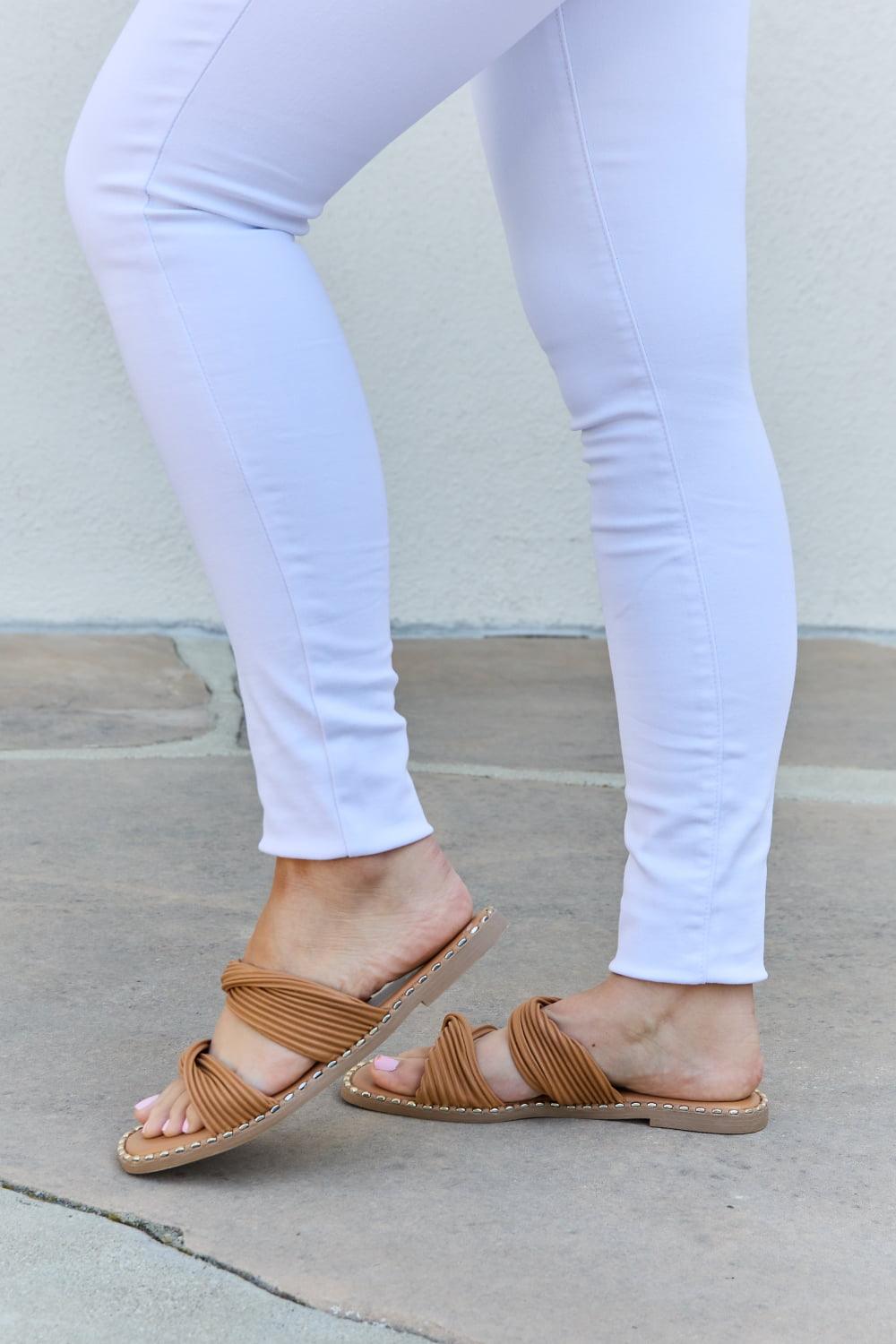 Qupid Summertime Fine Double Strap Twist Sandals - Clothes For Her Online Store