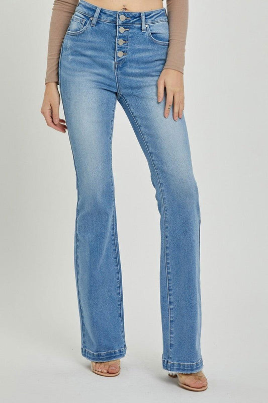 RISEN Full Size High Rise Button Fly Bootcut Jeans - Clothes For Her Online Store