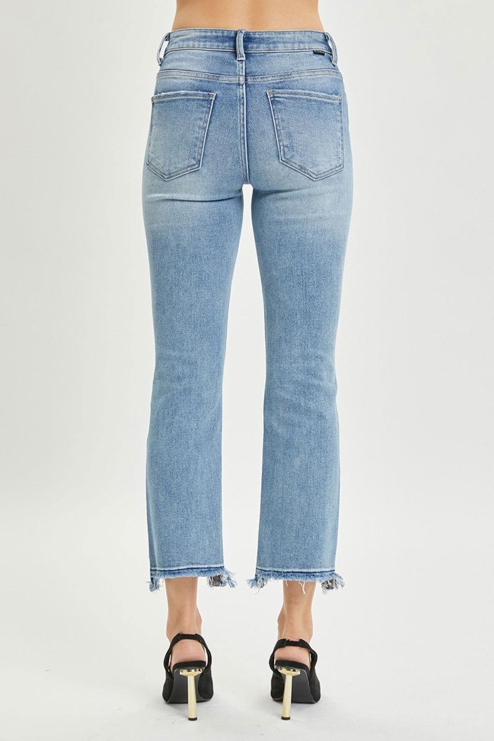 RISEN Full Size High Rise Distressed Cropped Straight Jeans - Clothes For Her Online Store
