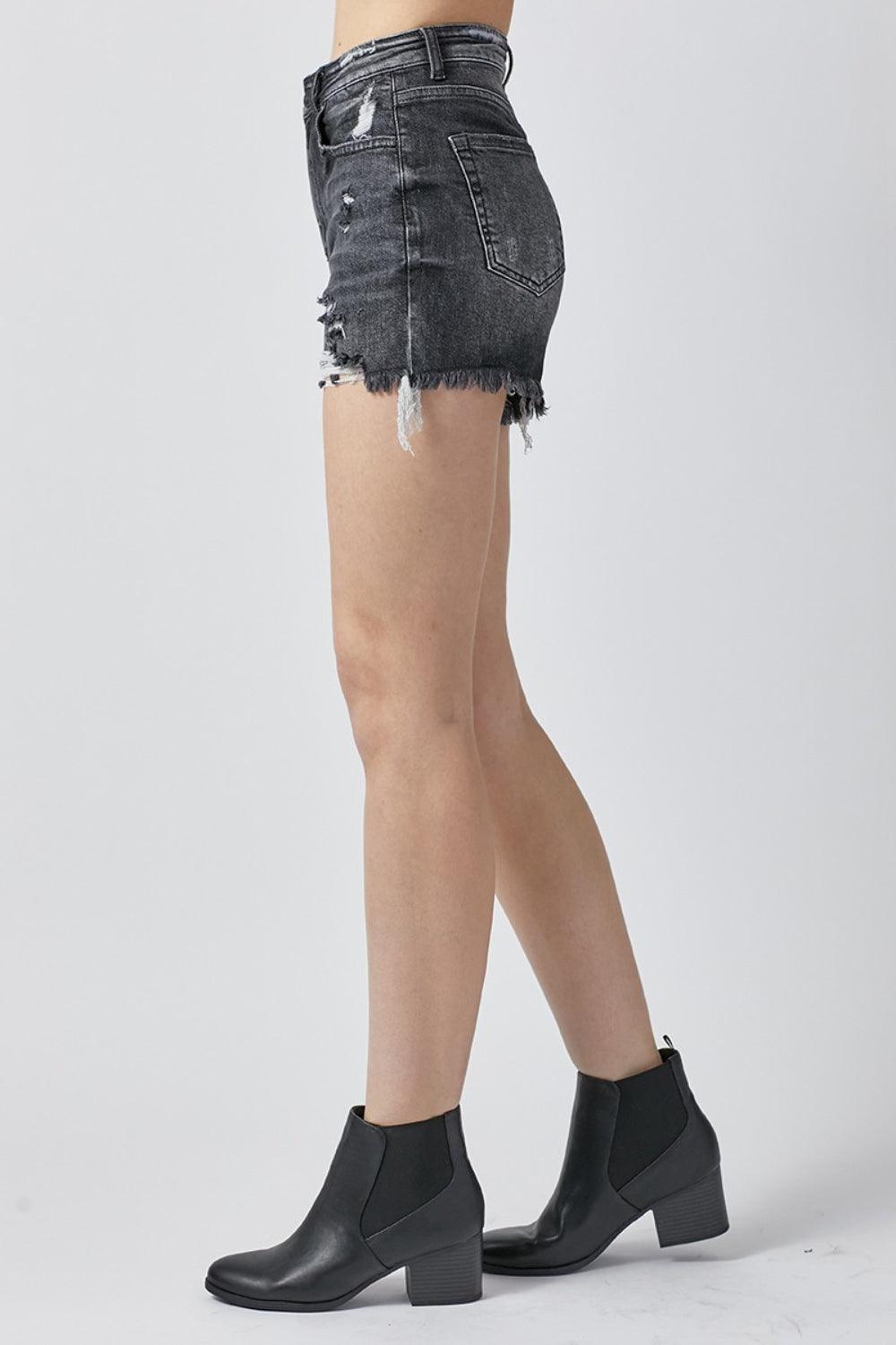 RISEN Full Size High Rise Distressed Denim Shorts - Clothes For Her Online Store
