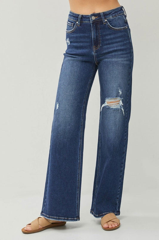 RISEN Full Size High Rise Distressed Wide Leg Jeans - Clothes For Her Online Store