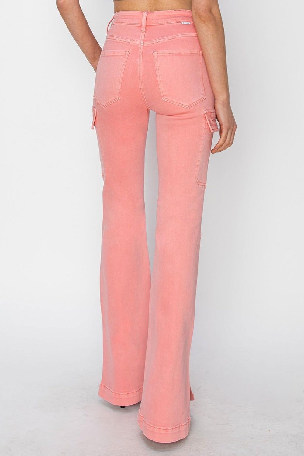 RISEN Full Size High Rise Side Slit Cargo Bootcut Jeans - Clothes For Her Online Store