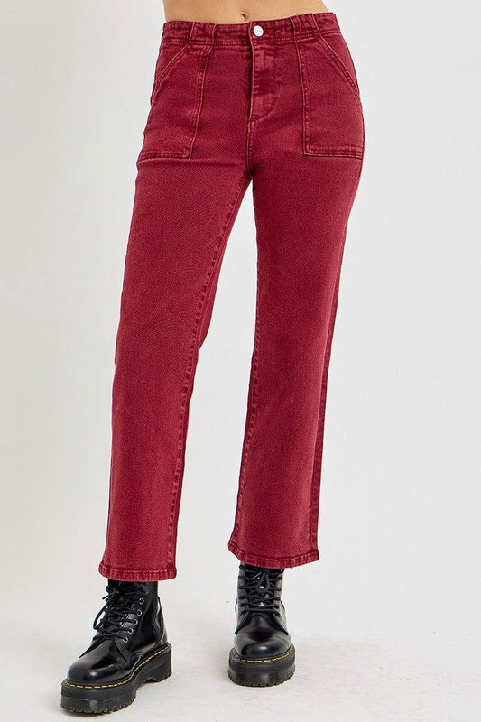 RISEN Full Size High Rise Straight Jeans with Patch Pockets - Clothes For Her Online Store