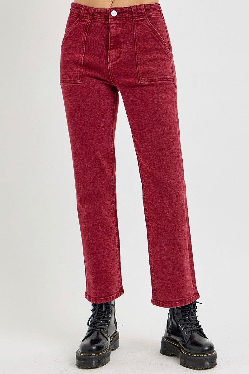 RISEN Full Size High Rise Straight Jeans with Patch Pockets - Clothes For Her Online Store