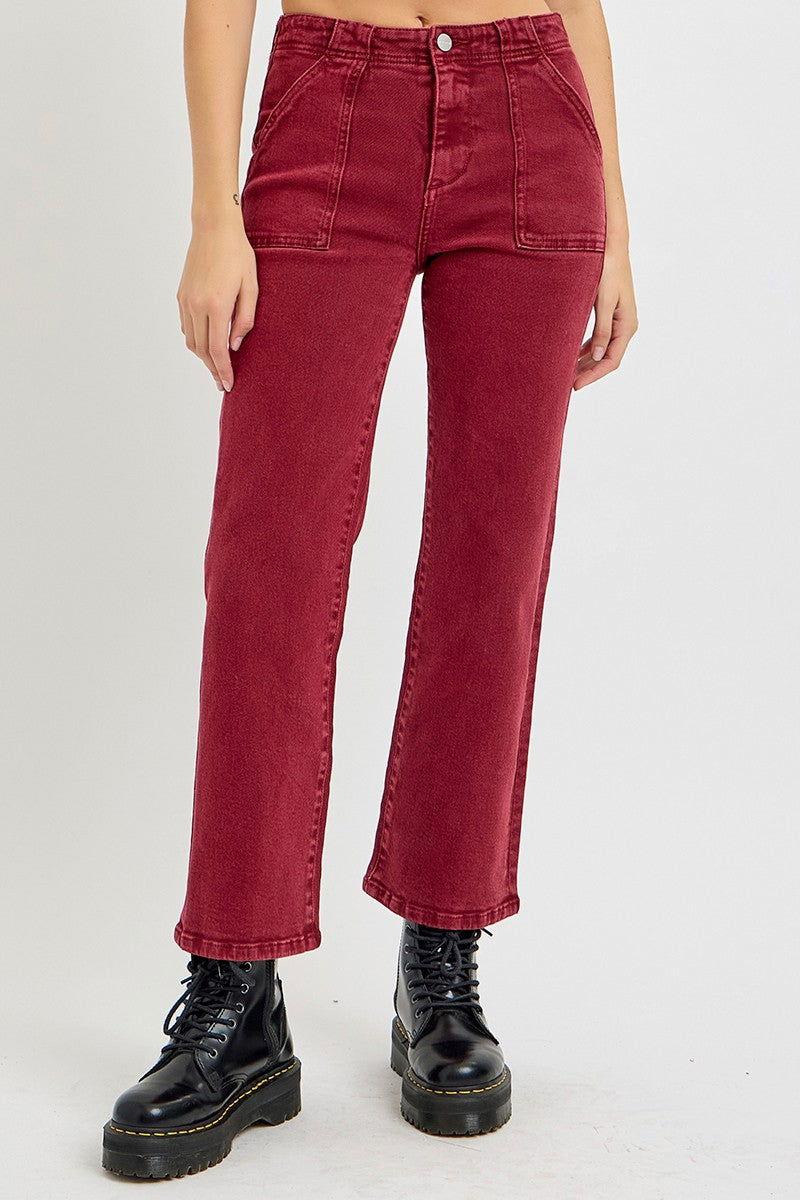 RISEN Full Size High Rise Straight Jeans with Patch Pockets - Clothes For Her Online Store
