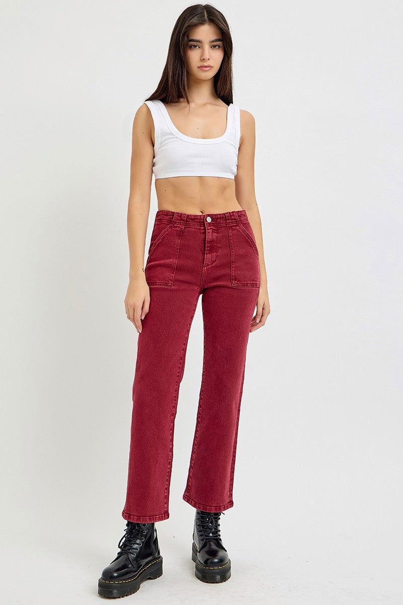 RISEN Full Size High Rise Straight Jeans with Patch Pockets - Clothes For Her Online Store