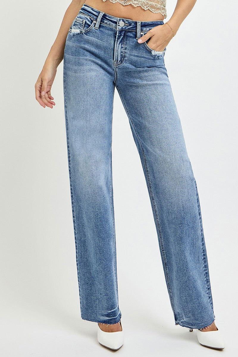 RISEN Full Size High Rise Straight Leg Jeans with Pockets - Clothes For Her Online Store