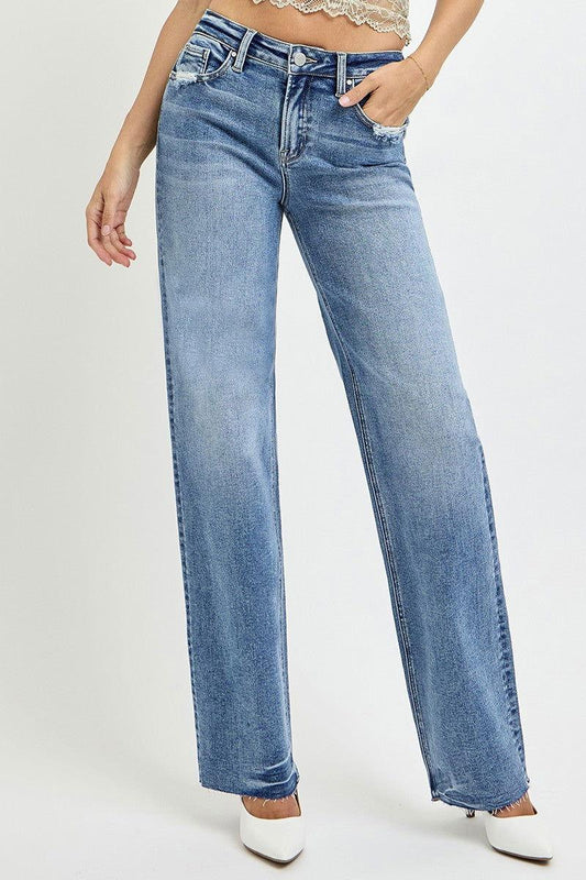RISEN Full Size High Rise Straight Leg Jeans with Pockets - Clothes For Her Online Store