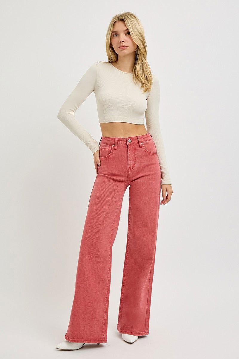 RISEN Full Size High Rise Tummy Control Wide Leg Jeans - Clothes For Her Online Store