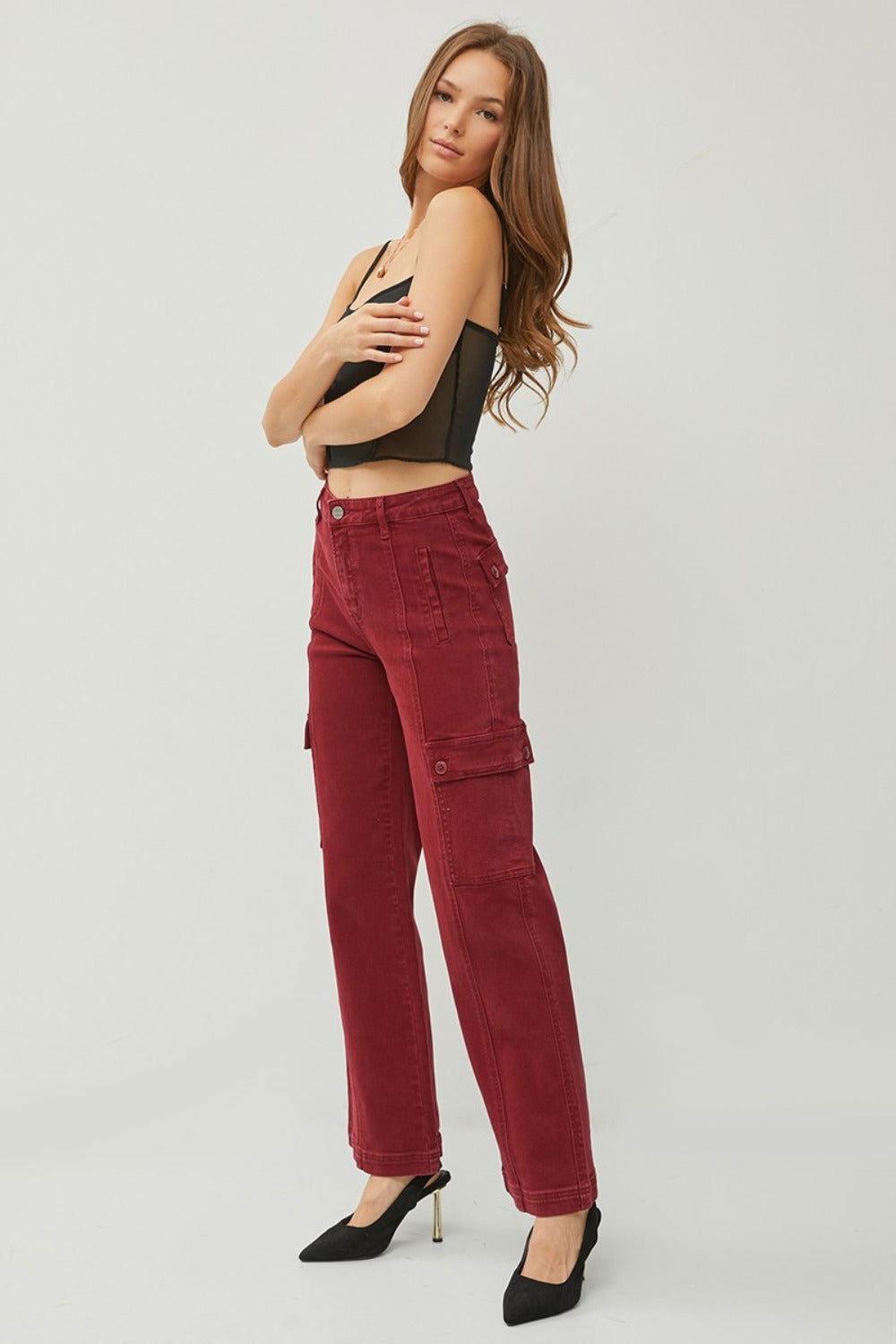 RISEN Full Size High Rise Wide Leg Cargo Jeans - Clothes For Her Online Store