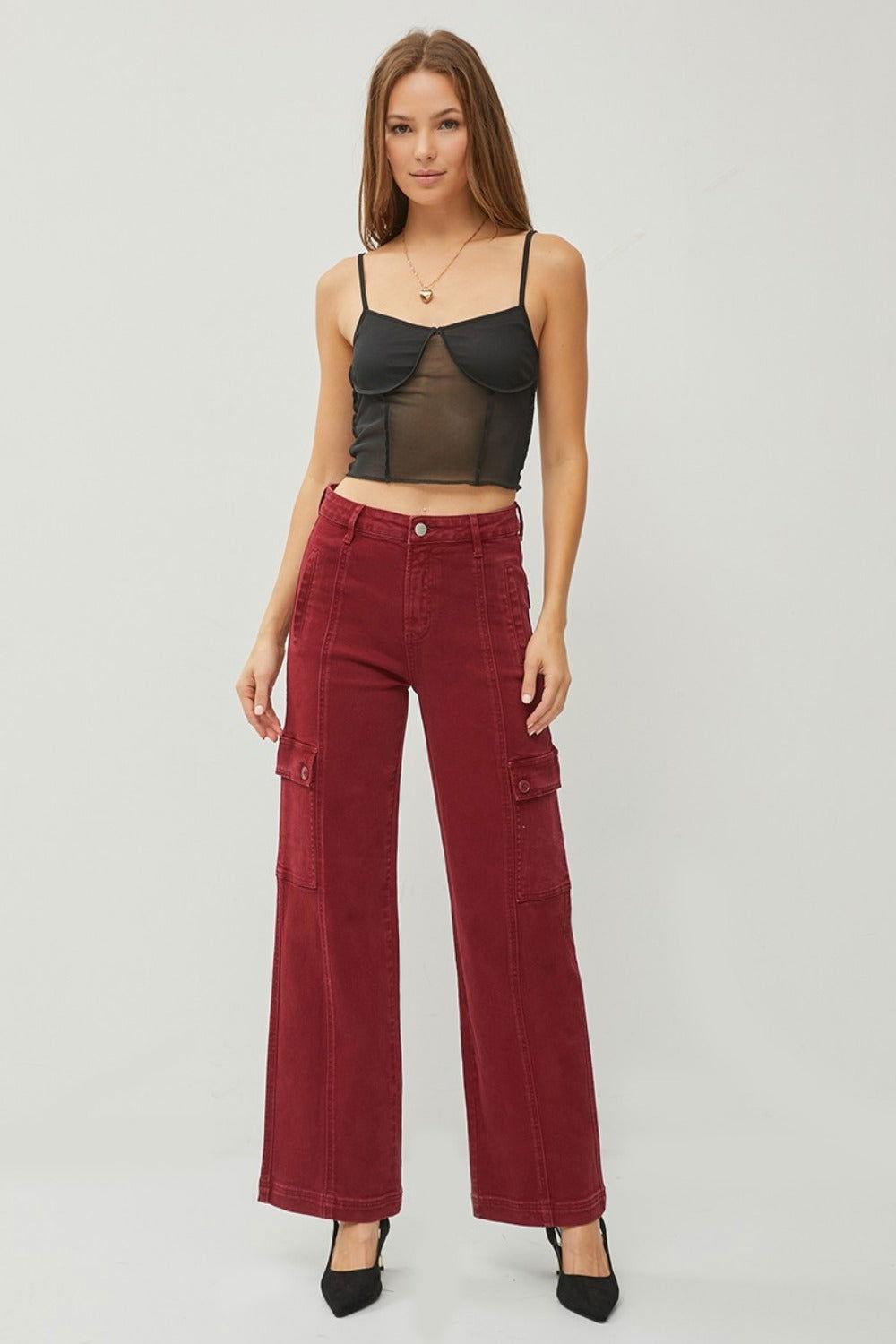 RISEN Full Size High Rise Wide Leg Cargo Jeans - Clothes For Her Online Store