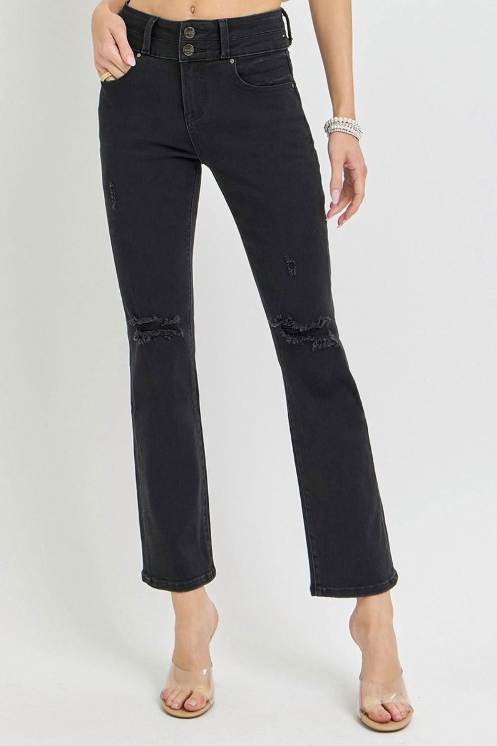 RISEN Full Size High Rise Wide Waistband Ankle Bootcut Jeans - Clothes For Her Online Store