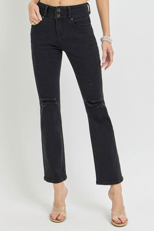RISEN Full Size High Rise Wide Waistband Ankle Bootcut Jeans - Clothes For Her Online Store