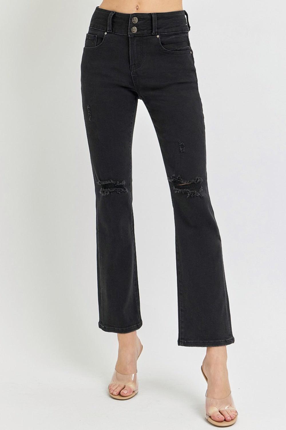 RISEN Full Size High Rise Wide Waistband Ankle Bootcut Jeans - Clothes For Her Online Store