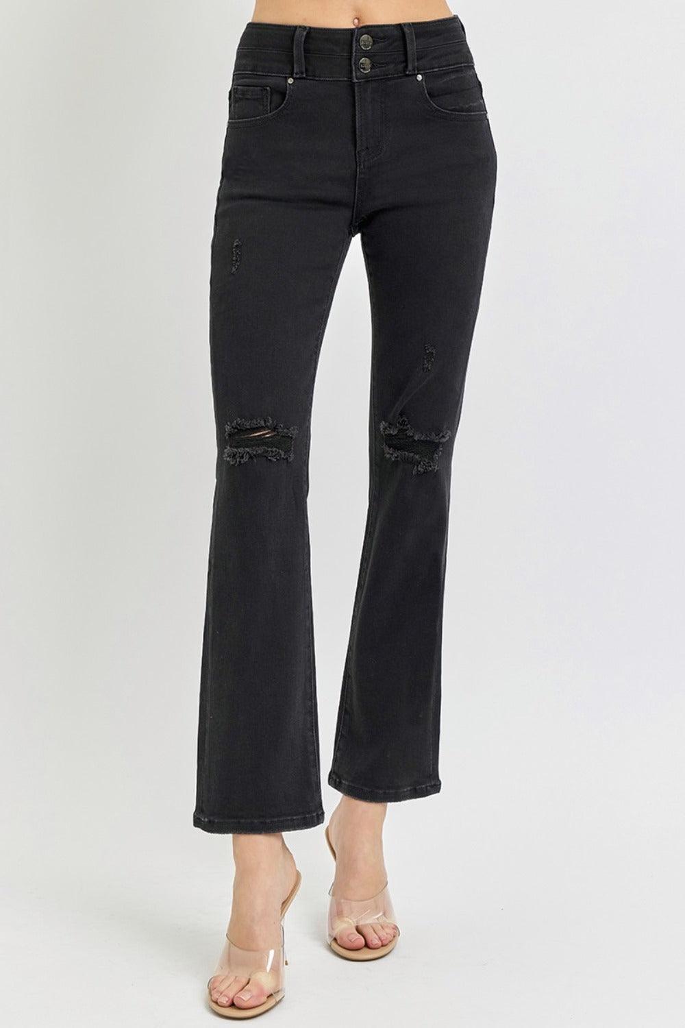 RISEN Full Size High Rise Wide Waistband Ankle Bootcut Jeans - Clothes For Her Online Store