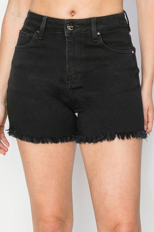 RISEN Full Size High Waist Raw Hem Denim Shorts - Clothes For Her Online Store