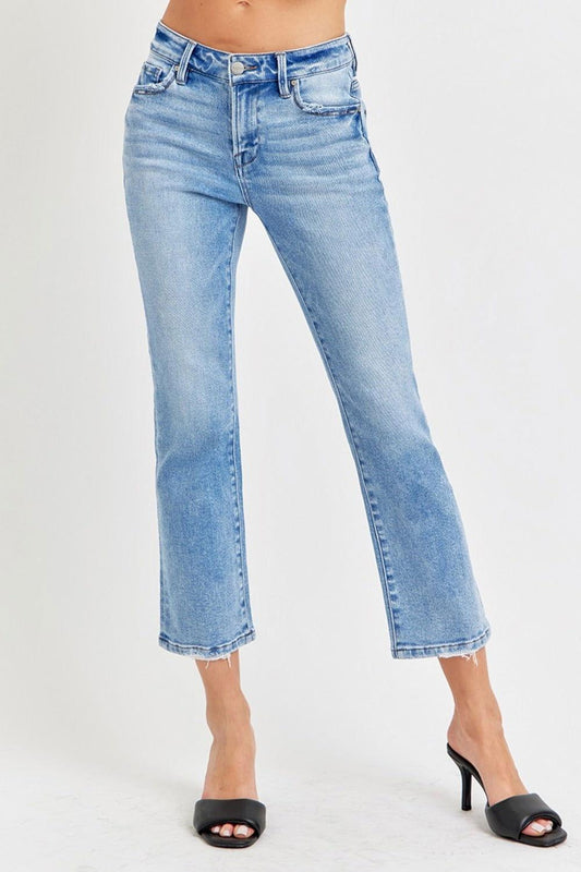 RISEN Full Size Low Rise Crop Slim Straight Jeans - Clothes For Her Online Store