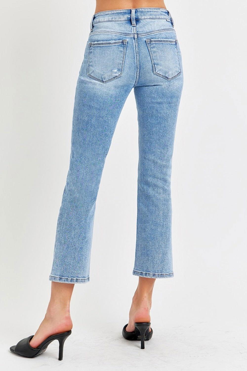 RISEN Full Size Low Rise Crop Slim Straight Jeans - Clothes For Her Online Store