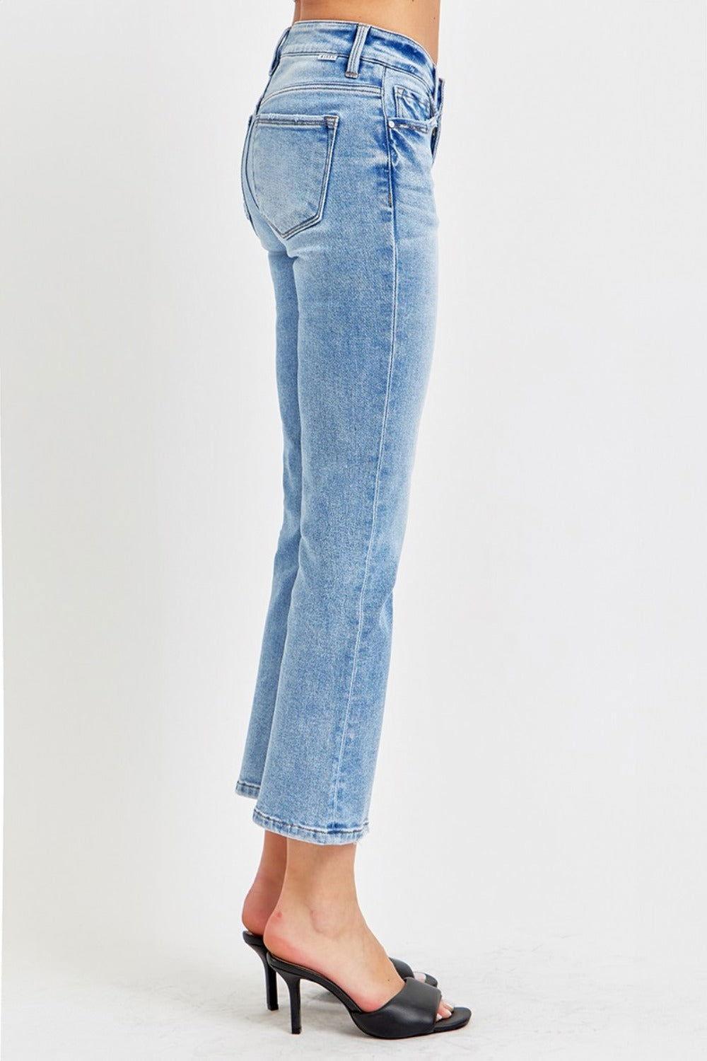 RISEN Full Size Low Rise Crop Slim Straight Jeans - Clothes For Her Online Store