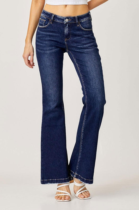 RISEN Full Size Low Rise Flare Jeans - Clothes For Her Online Store