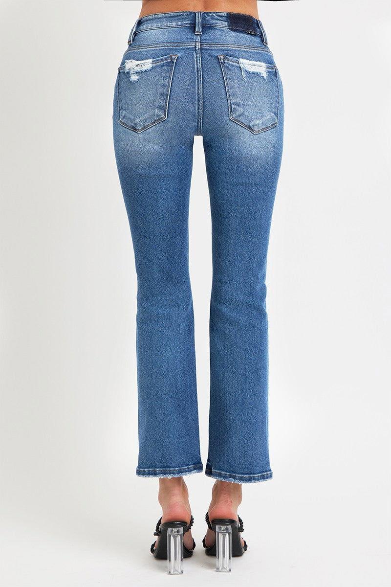 RISEN Full Size Mid Rise Ankle Straight Jeans with Pockets - Clothes For Her Online Store