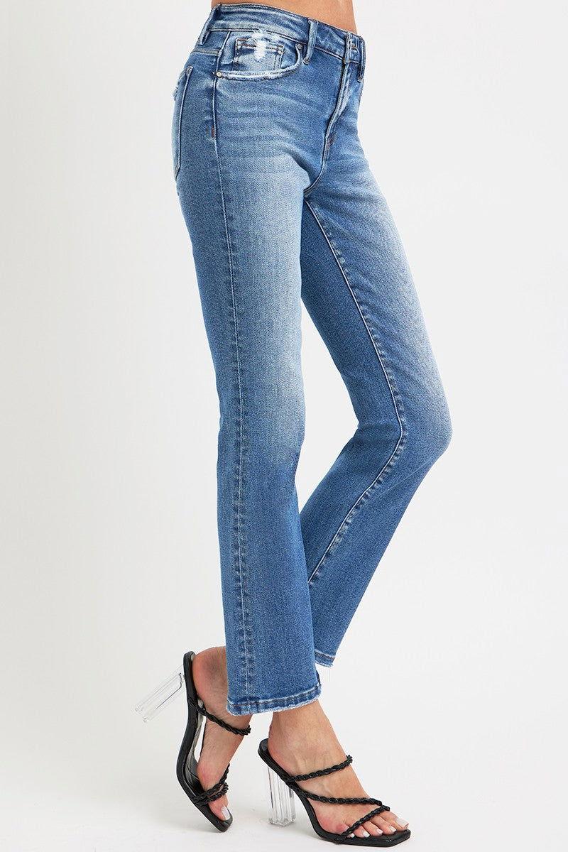 RISEN Full Size Mid Rise Ankle Straight Jeans with Pockets - Clothes For Her Online Store