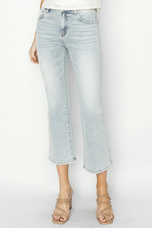 RISEN Full Size Mid Rise Cropped Flare Jeans - Clothes For Her Online Store