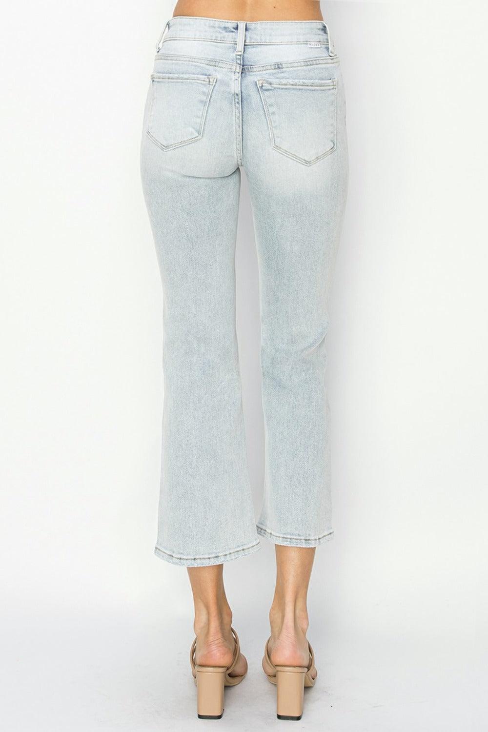 RISEN Full Size Mid Rise Cropped Flare Jeans - Clothes For Her Online Store