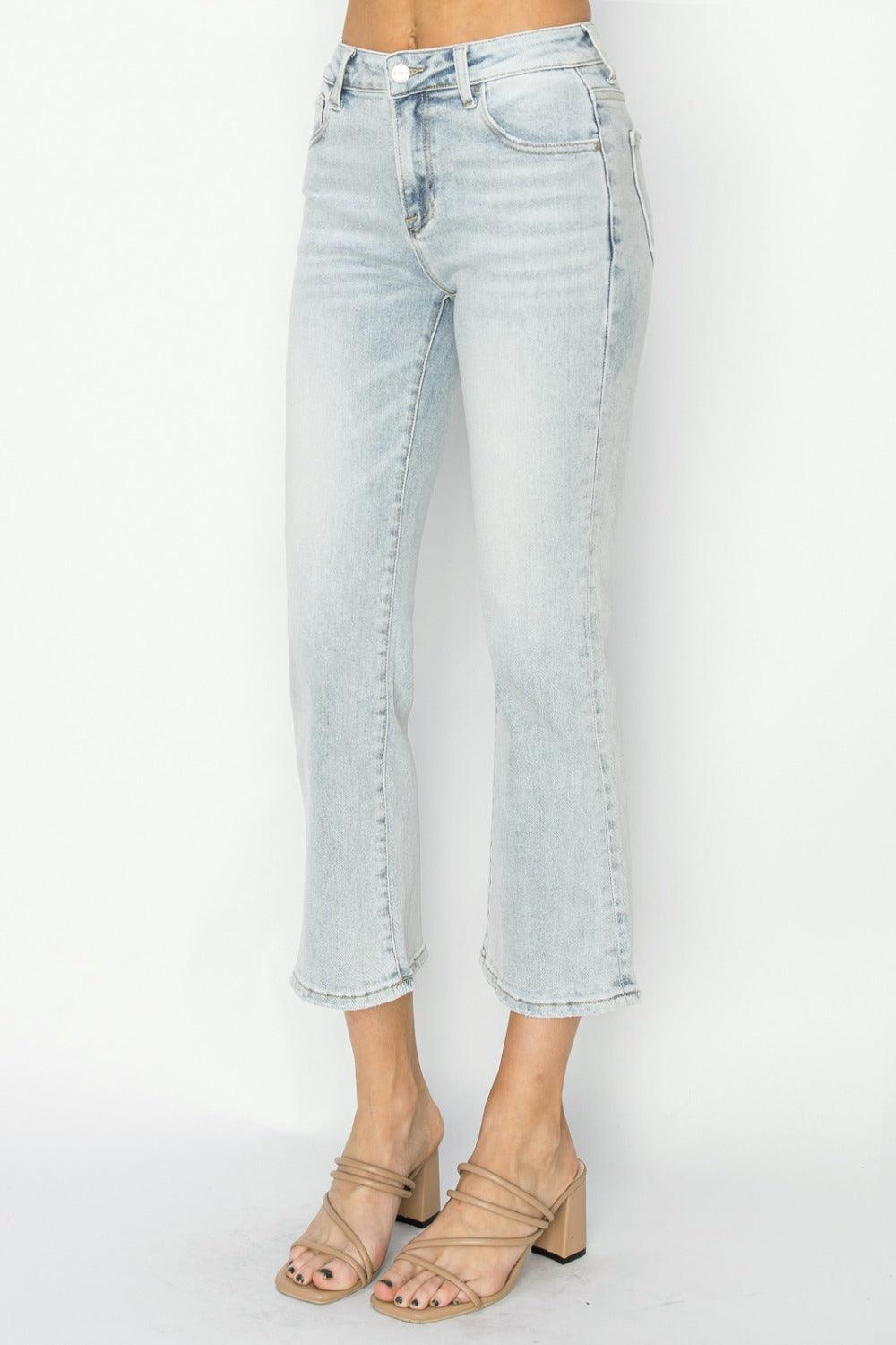 RISEN Full Size Mid Rise Cropped Flare Jeans - Clothes For Her Online Store