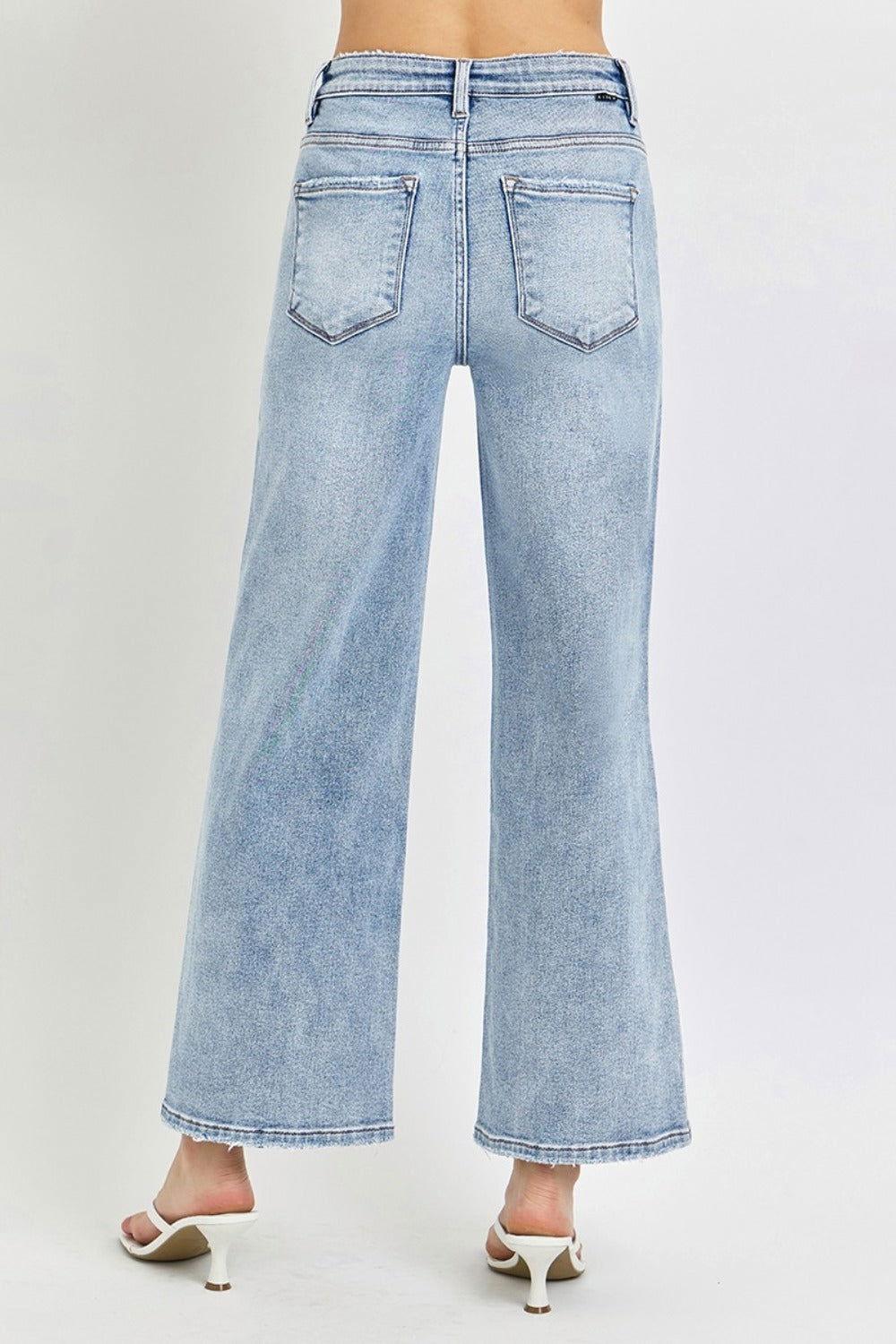 RISEN Full Size Tummy Control High Rise Crop Wide Leg Jeans - Clothes For Her Online Store