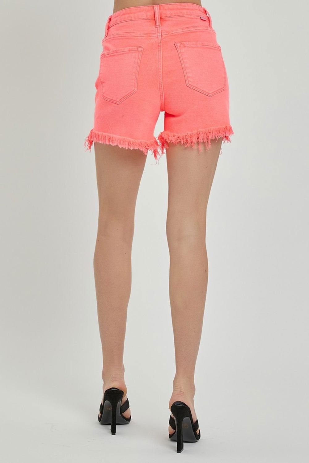 RISEN Raw Hem Asymmetrical Waist Denim Shorts - Clothes For Her Online Store